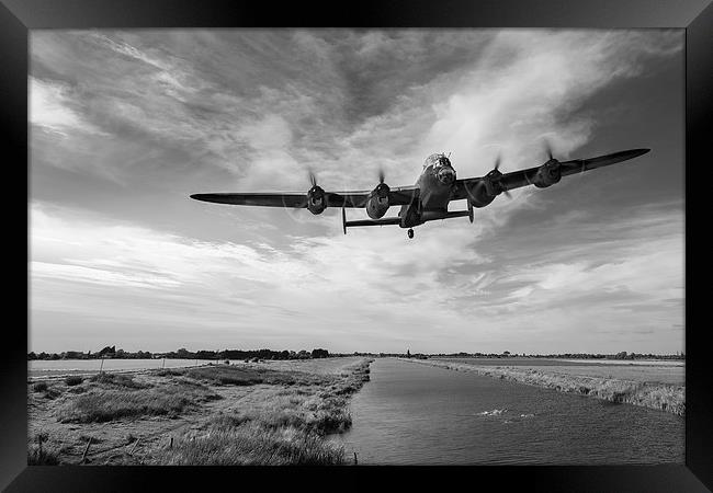 617 Squadron Lancaster training sortie B&W version Framed Print by Gary Eason