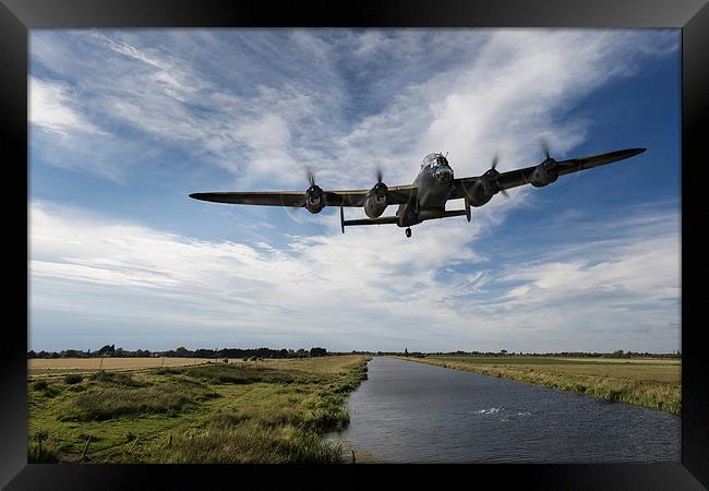 617 Squadron Dambusters Lancaster at low level Framed Print by Gary Eason