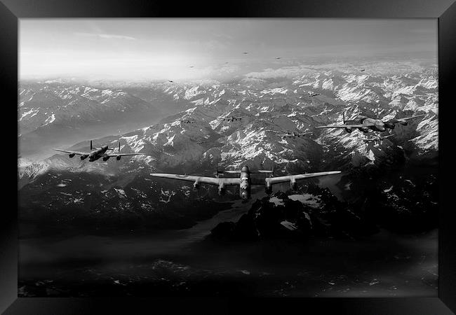 Target Tirpitz in sight black and white version Framed Print by Gary Eason