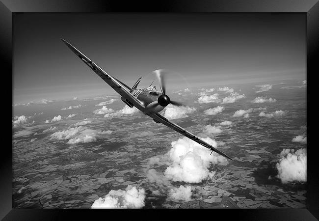 Battle of Britain Spitfire Mk I black and white ve Framed Print by Gary Eason