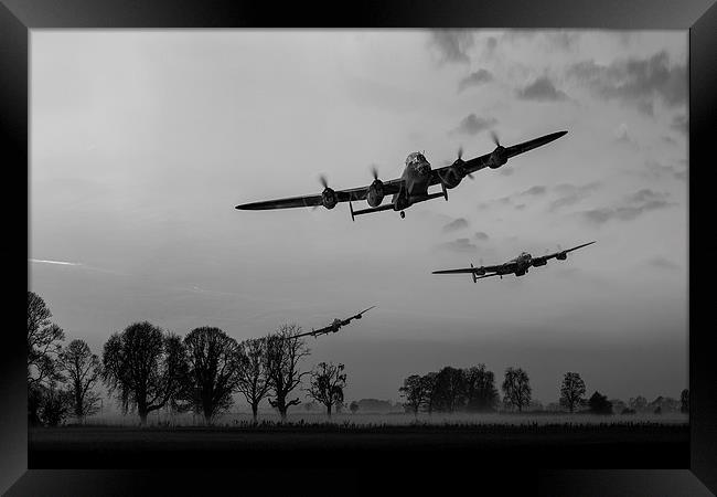 Dambusters departing black and white version Framed Print by Gary Eason