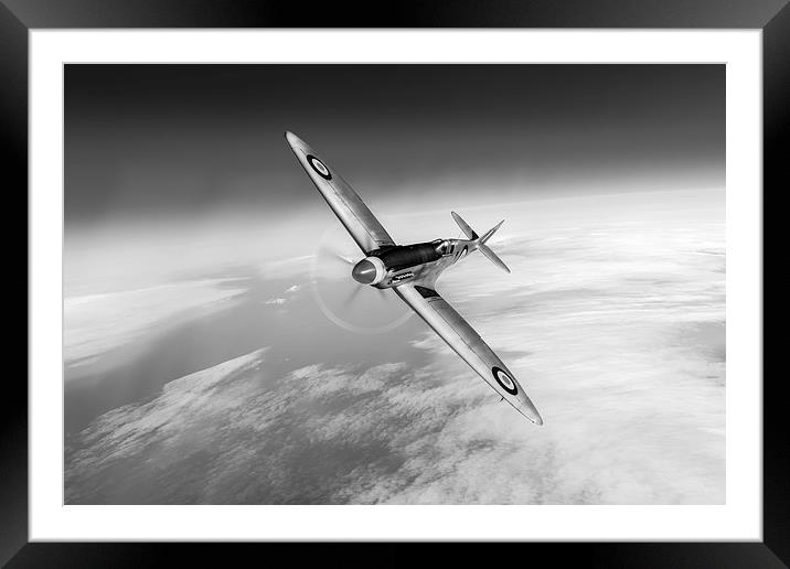 Spitfire PR XIX PS852 black and white version Framed Mounted Print by Gary Eason