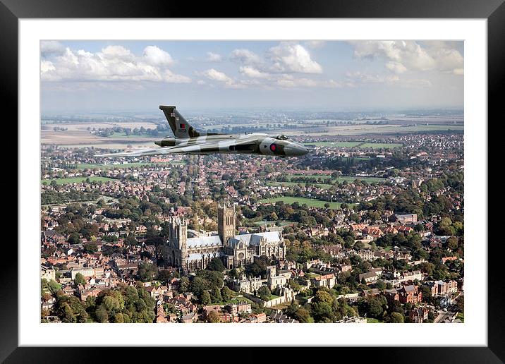 Avro Vulcan passing Lincoln Cathedral Framed Mounted Print by Gary Eason