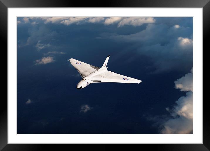White Vulcan B1 at altitude Framed Mounted Print by Gary Eason