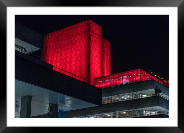 National Theatre red lighting Framed Mounted Print by Gary Eason