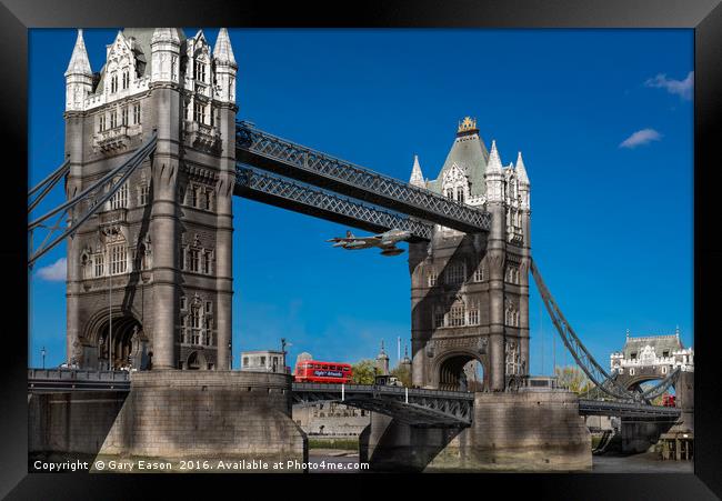 The Tower Bridge Hawker Hunter incident Framed Print by Gary Eason