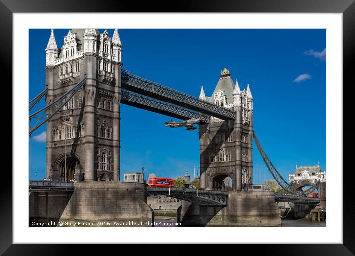 The Tower Bridge Hawker Hunter incident Framed Mounted Print by Gary Eason