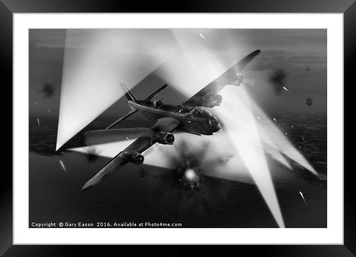 Short Stirling LK386 battling through B&W version Framed Mounted Print by Gary Eason