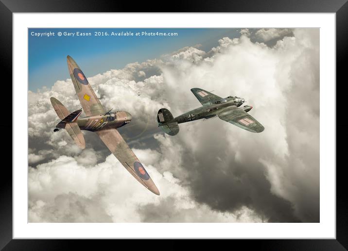 The Chase: Spitfire pursuing Heinkel Framed Mounted Print by Gary Eason
