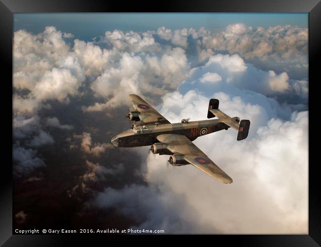Handley Page Halifax above clouds Framed Print by Gary Eason