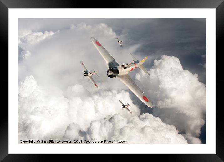 Japanese A6M Zero fighters Framed Mounted Print by Gary Eason