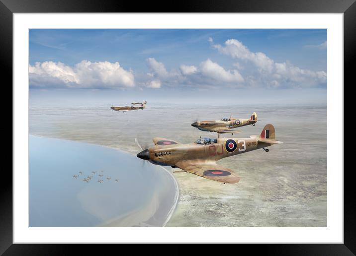 Spitfires over Tunisia Framed Mounted Print by Gary Eason