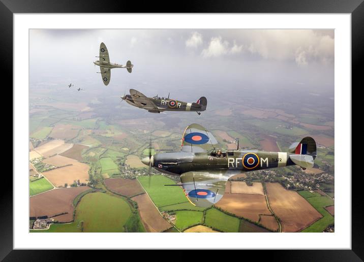 303 Squadron Spitfire sweep Framed Mounted Print by Gary Eason
