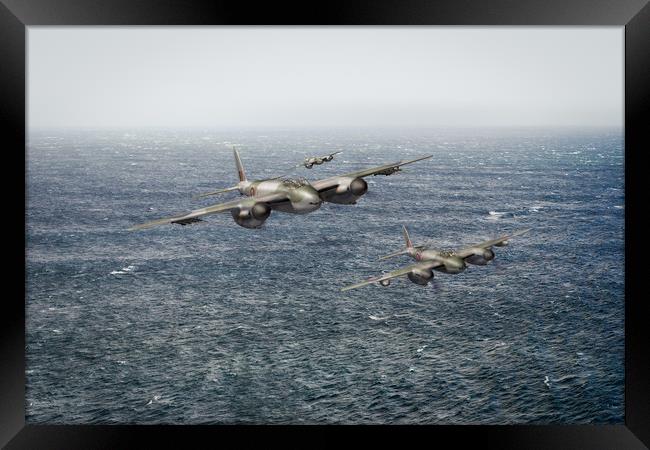 Mosquito fighter bombers over the North Sea Framed Print by Gary Eason