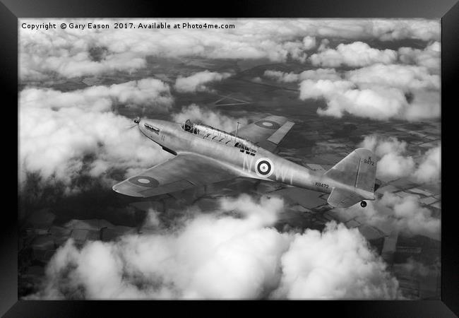 Fairey Battle in flight, B&W version Framed Print by Gary Eason