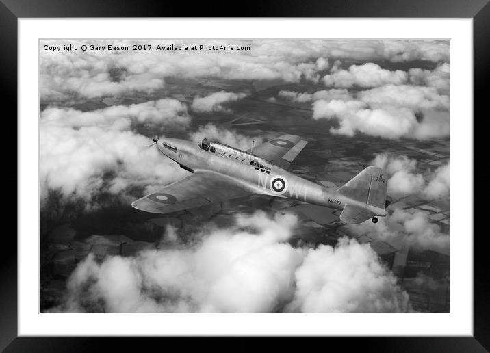 Fairey Battle in flight, B&W version Framed Mounted Print by Gary Eason