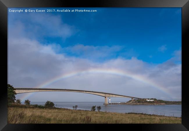 Rainbow over the Skye Bridge Framed Print by Gary Eason