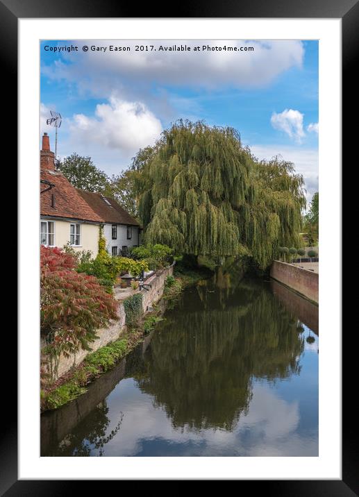 Cottages and stream, Coggeshall Framed Mounted Print by Gary Eason