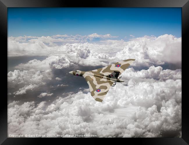 Vulcan above majestic clouds Framed Print by Gary Eason