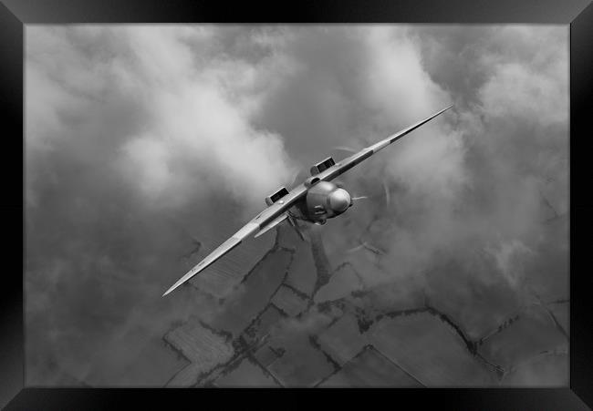 Spitfire looping the loop, B&W version Framed Print by Gary Eason