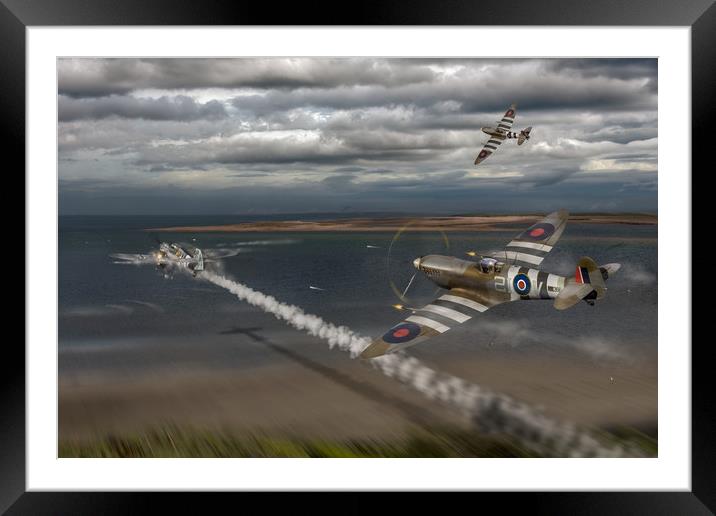 Normandy Spitfire attack Framed Mounted Print by Gary Eason