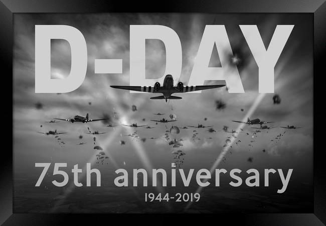 D-Day 75th poster B&W version Framed Print by Gary Eason