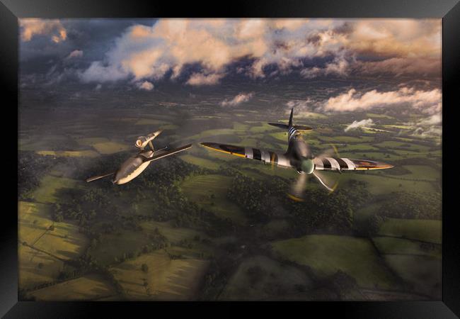 Spitfire tipping V1 flying bomb Framed Print by Gary Eason