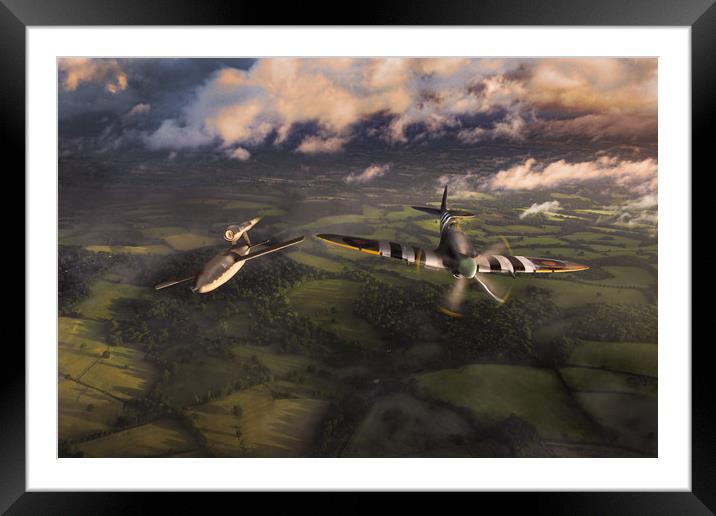 Spitfire tipping V1 flying bomb Framed Mounted Print by Gary Eason