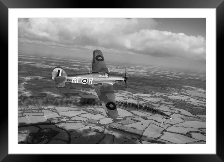 Josef František of 303 Squadron in action, B&W ver Framed Mounted Print by Gary Eason
