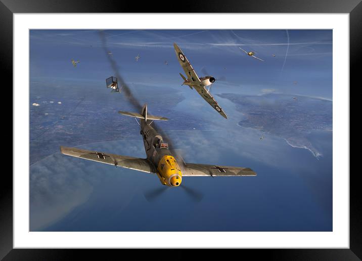 Helmut Wick shot down over Poole Bay Framed Mounted Print by Gary Eason