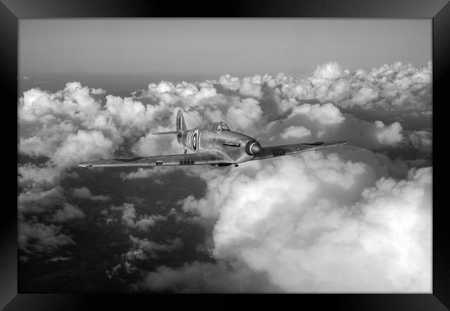 RAF Hurricane JX-L in flight B&W version Framed Print by Gary Eason