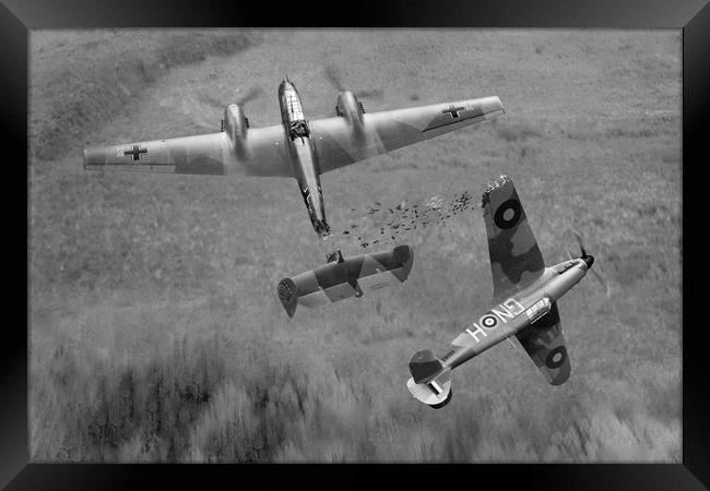Percy Burton Hurricane ramming Messerschmitt Bf110 Framed Print by Gary Eason