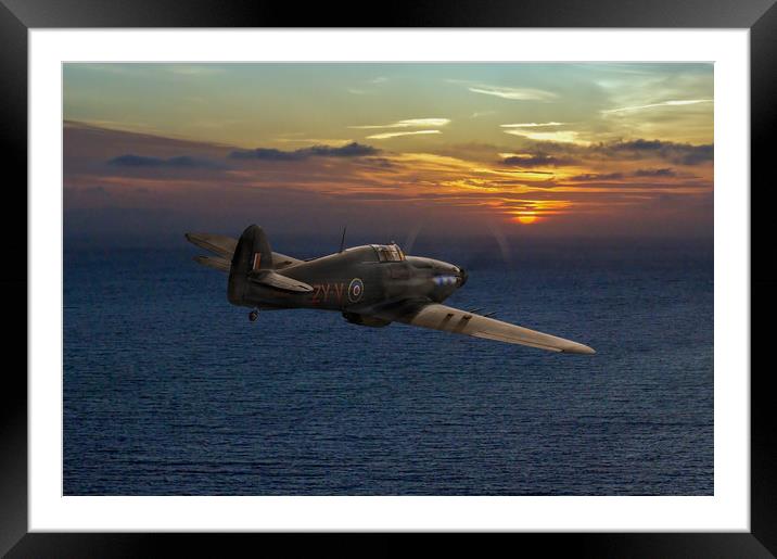 RAF Hurricane night fighter dusk patrol Framed Mounted Print by Gary Eason