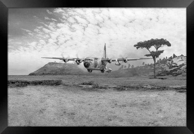 Operation Bushel - the last air drop, B&W version Framed Print by Gary Eason