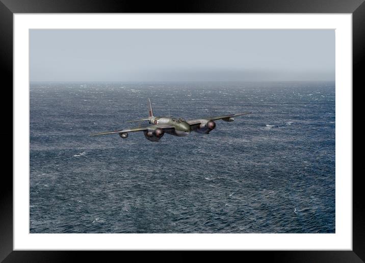 Armed reconnaissance Mosquito over the North Sea Framed Mounted Print by Gary Eason