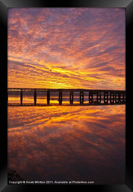 Tay Rail Bridge Dundee Sunrise. Framed Print by Derek Whitton