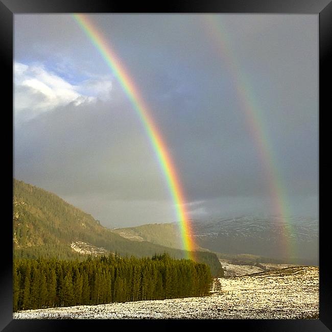 Double Rainbow over Strathmashie Framed Print by Derek Whitton