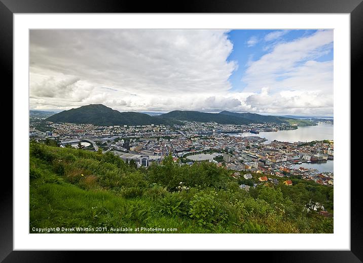 City view of Bergen, Norway Framed Mounted Print by Derek Whitton