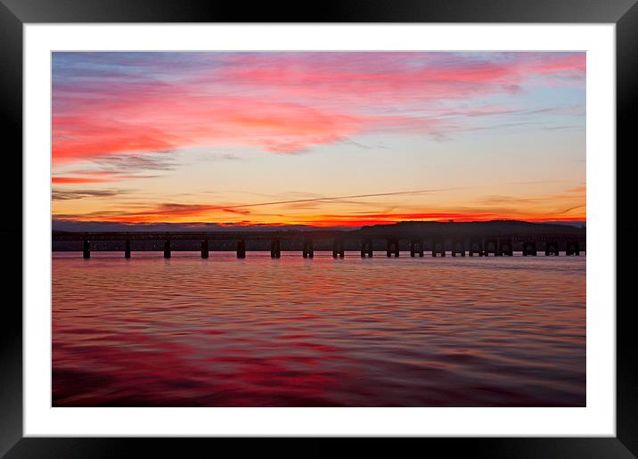 Dawn Reflections on the Tay Framed Mounted Print by Derek Whitton