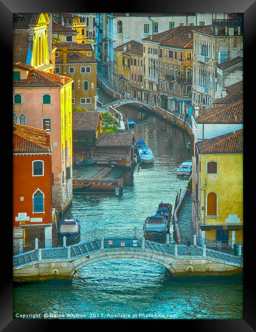 Canal in Venice Framed Print by Derek Whitton