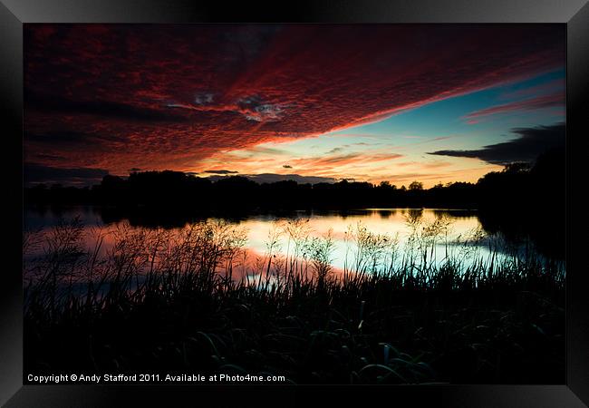 Sunset at Cossington South Lakes Framed Print by Andy Stafford