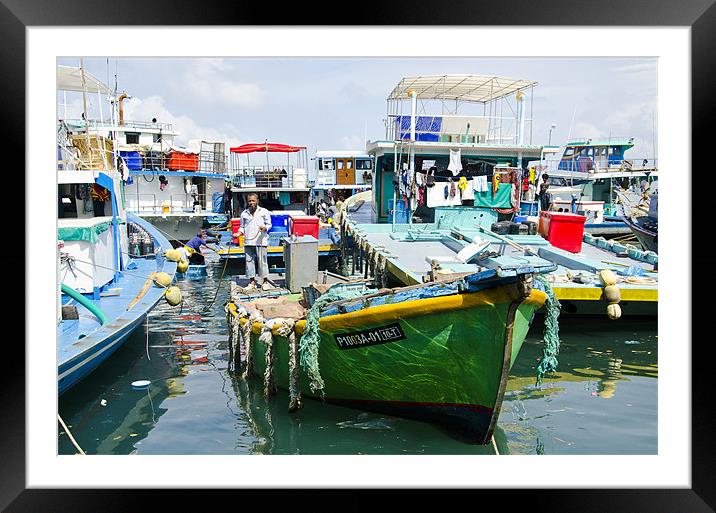 boats at Male' Framed Mounted Print by Hassan Najmy