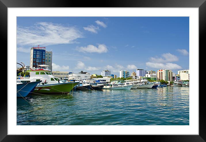 boatsinharbour Framed Mounted Print by Hassan Najmy