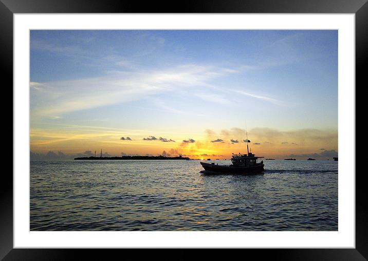 boatinthesunset Framed Mounted Print by Hassan Najmy