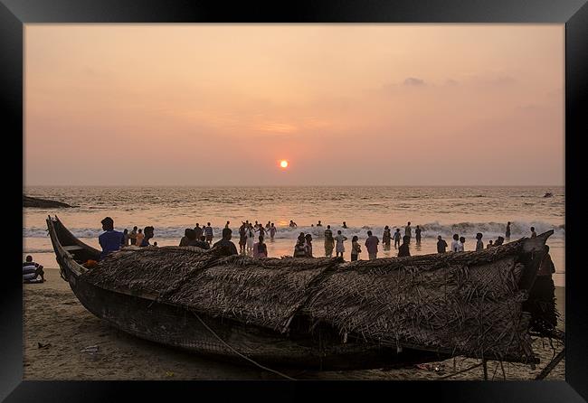 sunset in kovalam3 Framed Print by Hassan Najmy