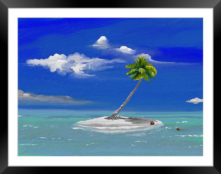 One palm Island Framed Mounted Print by Hassan Najmy