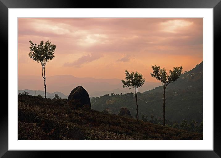 Sunset in the mountains Framed Mounted Print by Hassan Najmy