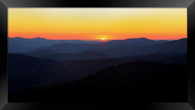 Blue Ridge Parkway Autumn Sunset over Appalachian  Framed Print by Nataliya Dubrovskaya