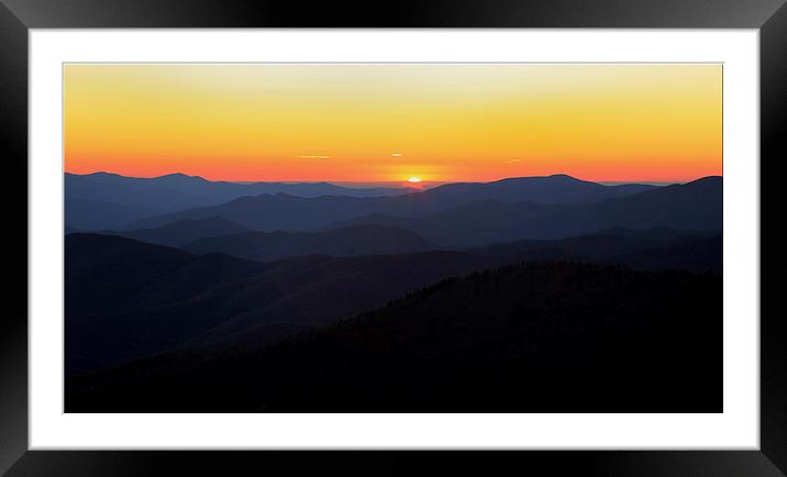 Blue Ridge Parkway Autumn Sunset over Appalachian  Framed Mounted Print by Nataliya Dubrovskaya