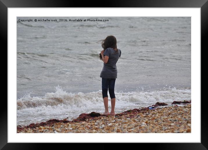 On the beach Framed Mounted Print by michelle rook